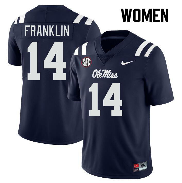 Women #14 Kam Franklin Ole Miss Rebels College Football Jerseys Stitched-Navy